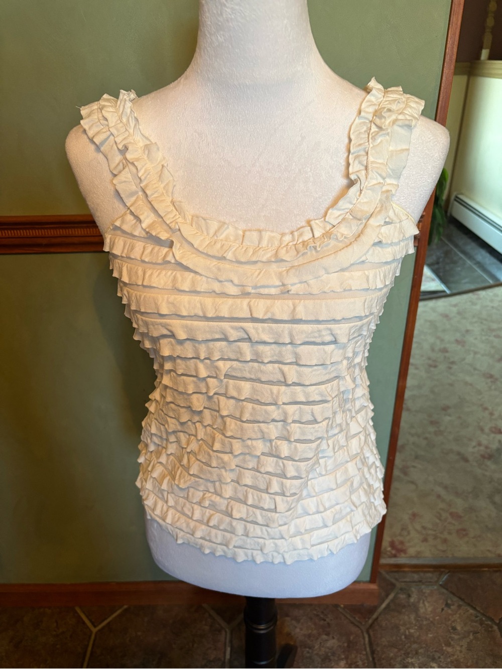Max Studio Women's Ruffle Tank Top - white Sz M